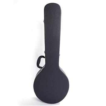 [Do Not Sell on Amazon]Glarry 4-String Microgroove Pattern Leather Wood Banjos Case Black