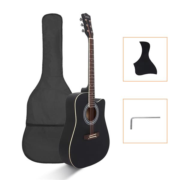 [Do Not Sell on Amazon]Glarry GT502 41-Inch Notch Spruce Panel Matte Edging Folk Guitar   Bag   Shield   Wrench Black