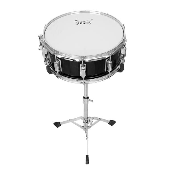 [Do Not Sell on Amazon]Glarry 14 x 5.5" Snare Drum Poplar Wood Drum Percussion Set With Snare Stent Drum Stand Black