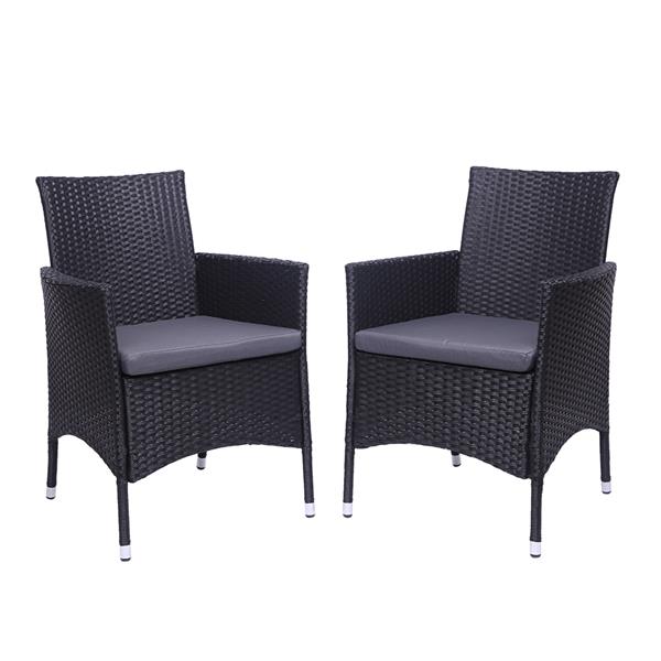 2pcs Single Backrest Chairs Rattan Sofa Black
