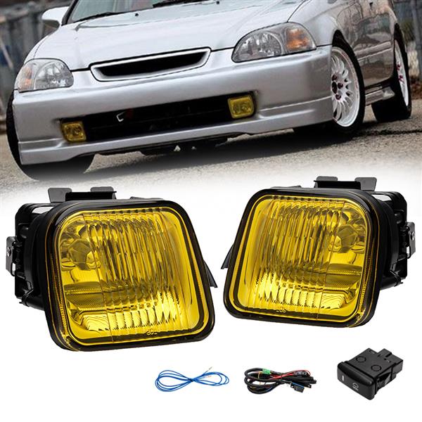 For 1996 1997 1998 Honda Civic Yellow Fog Lights Lamps