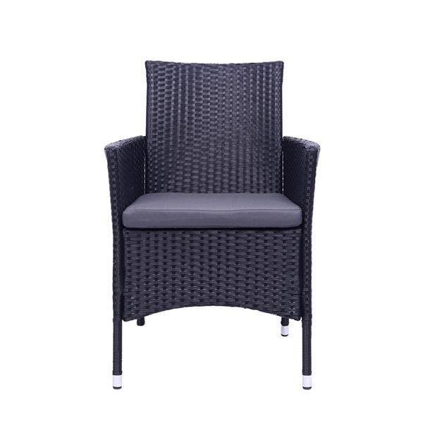 2pcs Single Backrest Chairs Rattan Sofa Black