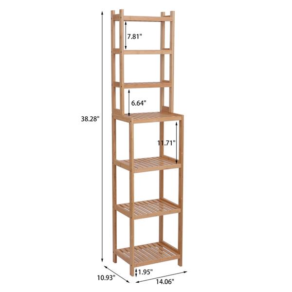 100% Bamboo Bathroom Rack, Multi-Functional And Removable 7-Layer Shelf, Multi - Function 72 * 43.5 * 160.7cm-Natural