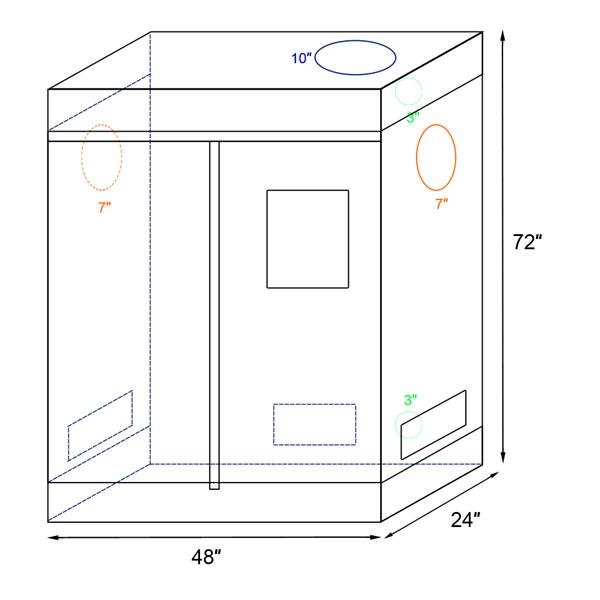 LY-120*60*180 Home Use Dismountable Hydroponic Plant Grow Tent with Window Black