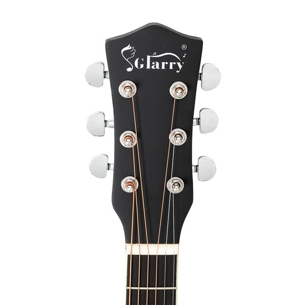 [Do Not Sell on Amazon]Glarry Gt509 41 Inch Spruce Panel Matte Edging EQ Folk Guitar Bag Shield Wrench Tuner Capo Shoulder Strap String Paddles Black