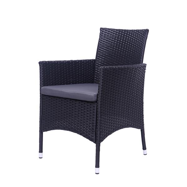 2pcs Single Backrest Chairs Rattan Sofa Black