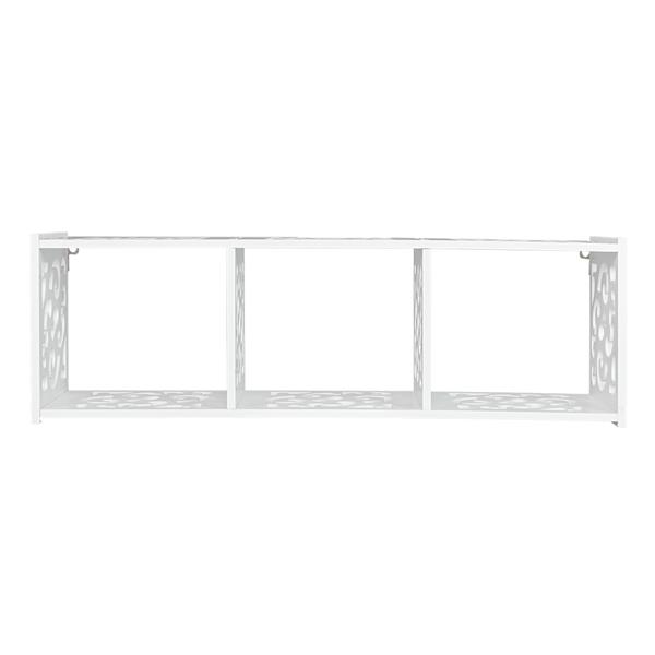 Wood-plastic Board Three lattices Carved Overhead Storage Rack White 