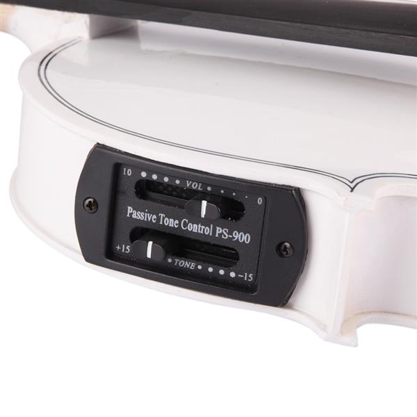 [Do Not Sell on Amazon]Glarry GV102 4/4 Solid Wood EQ Violin Case Bow Violin Strings Shoulder Rest Electronic Tuner Connecting Wire Cloth White