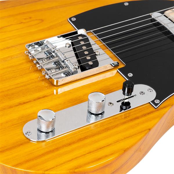 [Do Not Sell on Amazon]Glarry GTL Maple Fingerboard Electric Guitar Bag Strap Plectrum Connecting Wire Spanner Tool Transparent Yellow