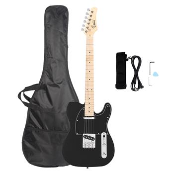 [Do Not Sell on Amazon]Glarry GTL Maple Fingerboard Electric Guitar Bag Strap Plectrum Connecting Wire Spanner Tool Black