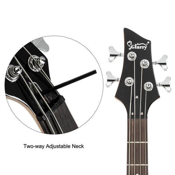 [Do Not Sell on Amazon]Glarry Burning Fire Electric Bass Guitar Full Size 4 String Bag Strap Paddle Cable Wrench Tool Sunset Color