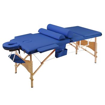 3 Sections Folding Portable Beauty Massage Table Set 60CM Wide Blue