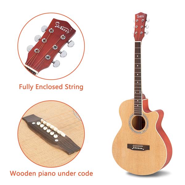 [Do Not Sell on Amazon] GT501 40 inch Spruce Front Cutaway Folk Guitar with Bag & Board & Wrench Tool Burlywood