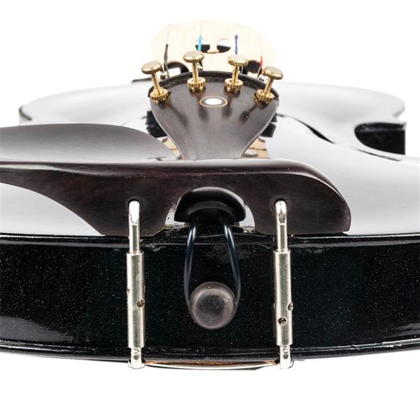 [Do Not Sell on Amazon]Glarry GV102 4/4 Solid Wood EQ Violin Case Bow Violin Strings Shoulder Rest Electronic Tuner Connecting Wire Cloth Black