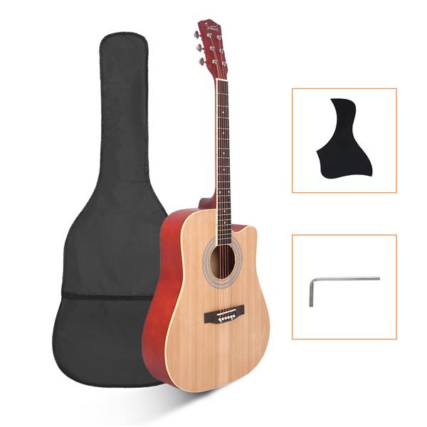 [Do Not Sell on Amazon]Glarry GT502 41-Inch Notch Spruce Panel Matte Edging Folk Guitar   Bag   Shield   Wrench Burlywood