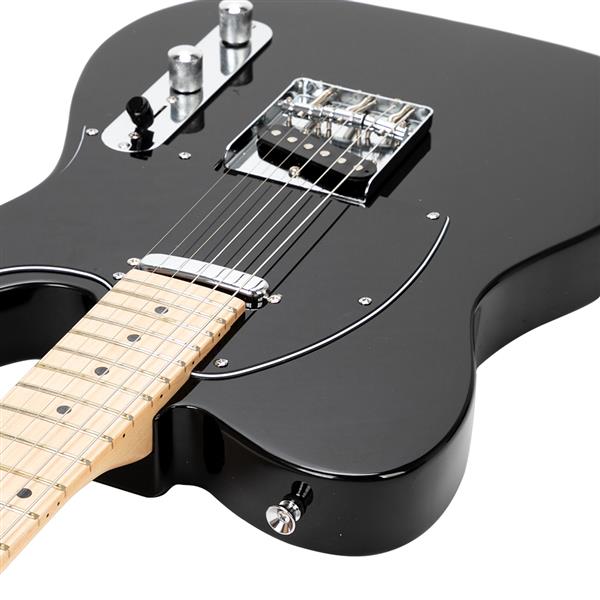 [Do Not Sell on Amazon]Glarry GTL Maple Fingerboard Electric Guitar Bag Strap Plectrum Connecting Wire Spanner Tool Black