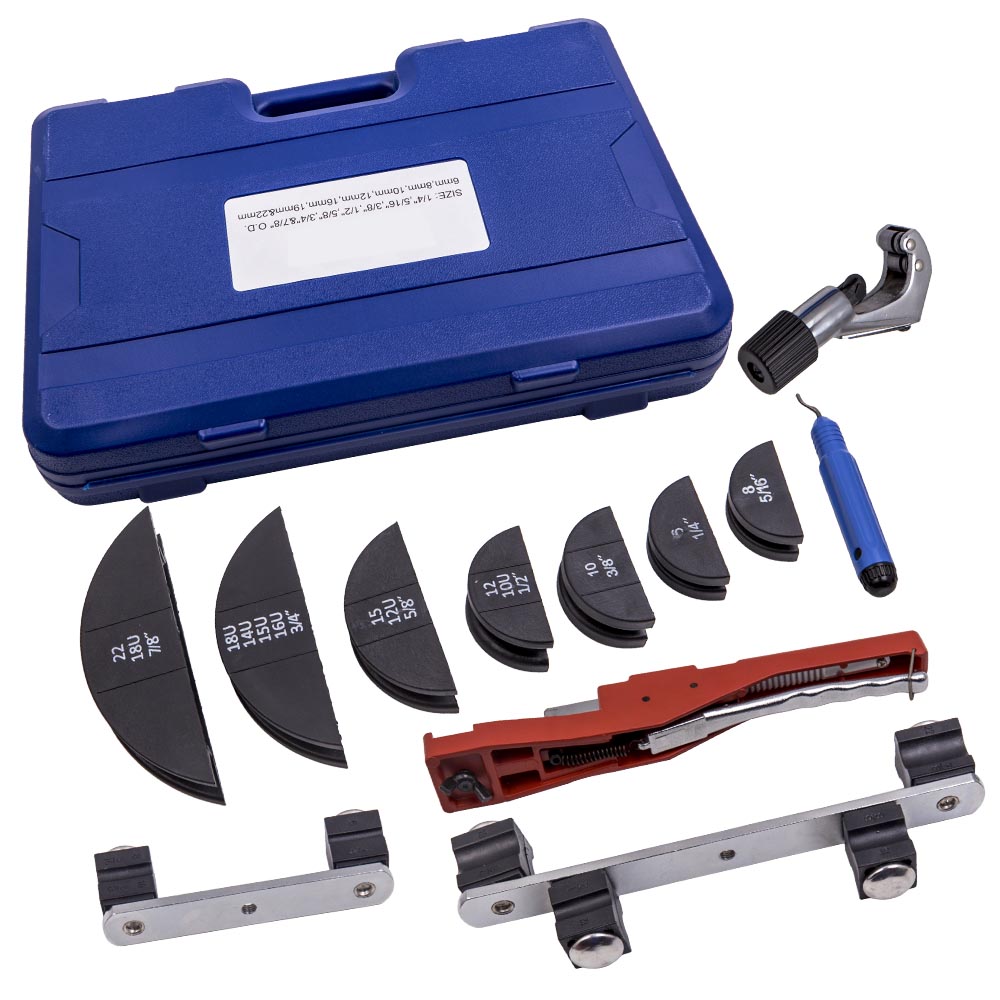 Pipe Bender HVAC Refrigeration Ratchet Tube Bending Heads Cutter Tool Kit view 1