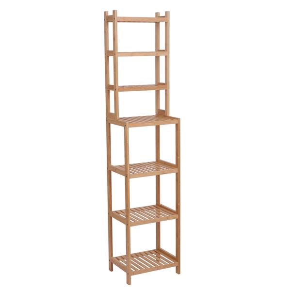 100% Bamboo Bathroom Rack, Multi-Functional And Removable 7-Layer Shelf, Multi - Function 72 * 43.5 * 160.7cm-Natural