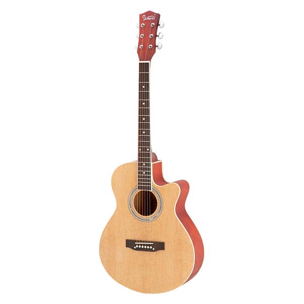 [Do Not Sell on Amazon] GT501 40 inch Spruce Front Cutaway Folk Guitar with Bag & Board & Wrench Tool Burlywood