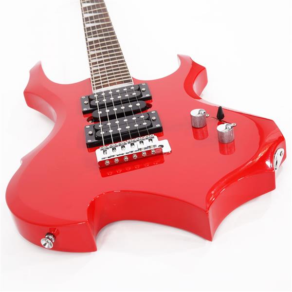 [Do Not Sell on Amazon] Flame Electric Guitar HSH Pickup Shaped Electric Guitar  Pack   Strap   Picks   Shake   Cable   Wrench Tool Red