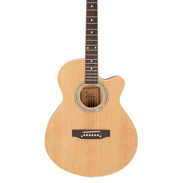 [Do Not Sell on Amazon]Glarry GT501 40 inch Spruce Front Cutaway Folk Guitar with Bag & Board & Wrench Tool Burlywood