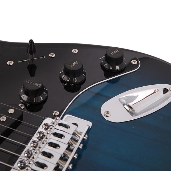 [Do Not Sell on Amazon]Glarry GST Stylish Electric Guitar Kit with Black Pickguard Dark Blue