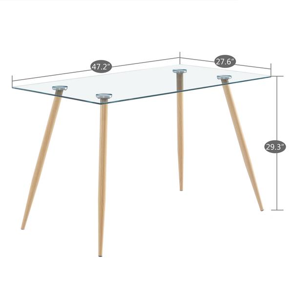 120*70*75cm Glass Dining Table Black