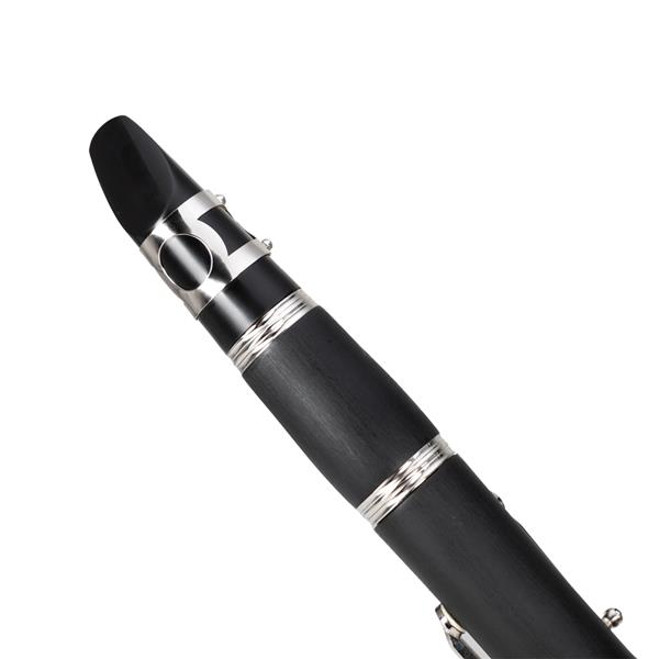 [Do Not Sell on Amazon]Glarry 17 Keys Flat B Black Clarinet with Two Mouthpieces Connector for Beginner Student