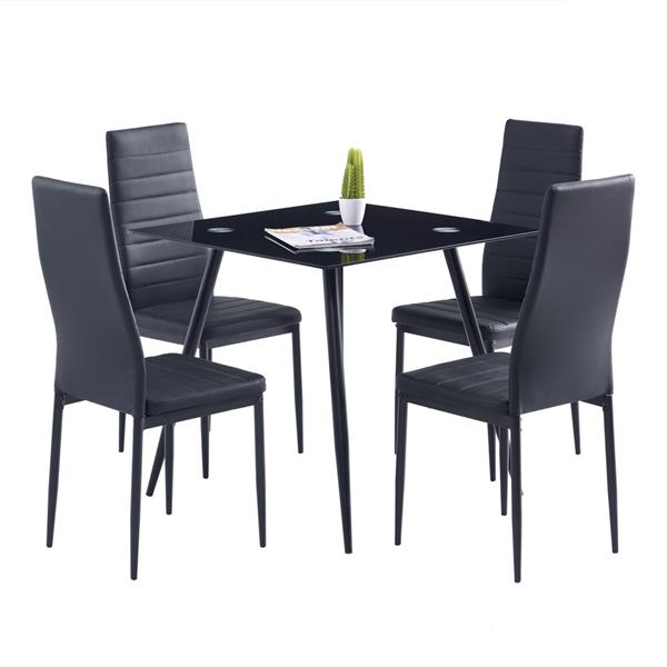 80*80*75cm Glass Dining Table Black（only table）