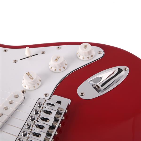 [Do Not Sell on Amazon]Glarry GST Maple Fingerboard Electric Guitar Bag Shoulder Strap Pick Whammy Bar Cord Wrench Tool Red
