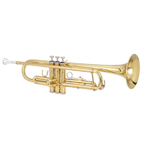 [Do Not Sell on Amazon]Glarry Brass Trumpet Bb with 7C Mouthpiece for Standard Student or Beginner Golden