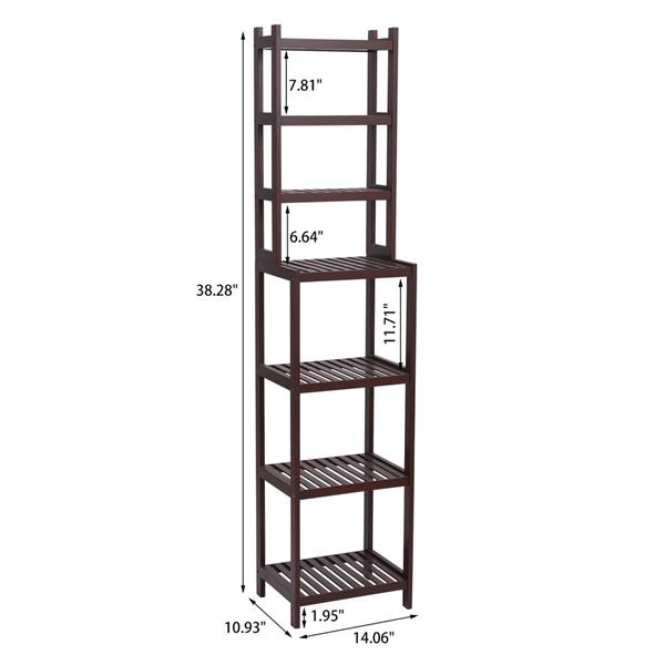 100% Bamboo Bathroom Rack, Multi - Functional And Removable 7-Layer Shelf, Multi - Function 72 * 43.5 * 160.7cm Dark Brown