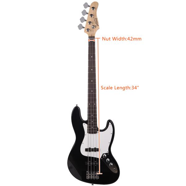 [Do Not Sell on Amazon]Glarry GJazz Bass with Electirc Bass Amplifier Power Wire Tools Black