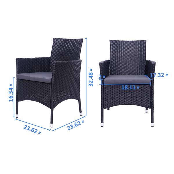 2pcs Single Backrest Chairs Rattan Sofa Black