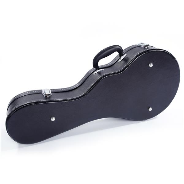 [Do Not Sell on Amazon]Glarry F-Style Microgroove Pattern Leather Wood Mandolin Case Black