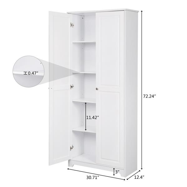 Double Door Five-tier Storage Cabinet White