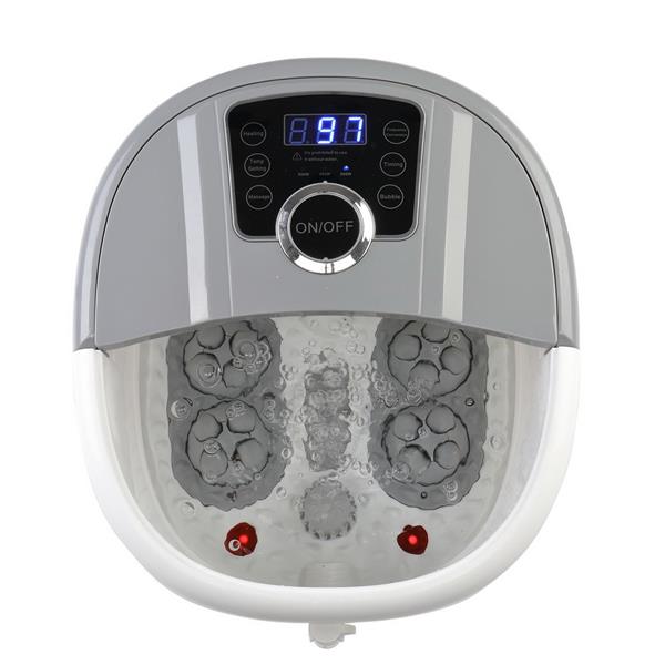 Foot Spa Foot Bath Massager with Touch Screen Digital Display Frequency Conversion 300/400/500W, Automatic Roller, Stress Relief for Tired Feet 110V Gray