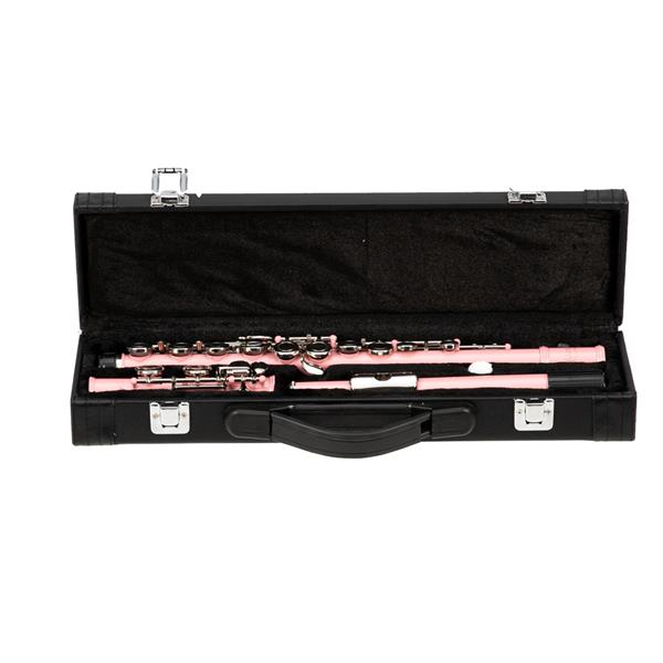 [Do Not Sell on Amazon]Glarry 16 Keys C Cupronickel Flute Closed Hole Separated E Key for Student Beginners Pink