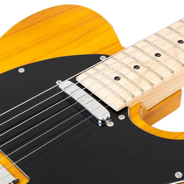 [Do Not Sell on Amazon]Glarry GTL Maple Fingerboard Electric Guitar Bag Strap Plectrum Connecting Wire Spanner Tool Transparent Yellow