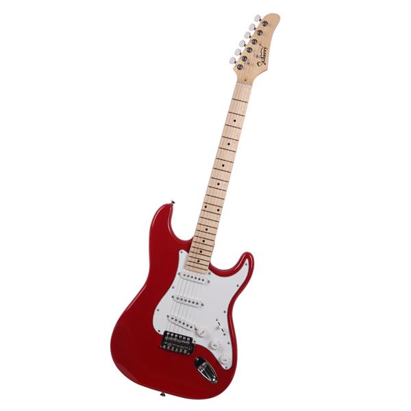 [Do Not Sell on Amazon] GST Maple Fingerboard Electric Guitar Bag Shoulder Strap Pick Whammy Bar Cord Wrench Tool Red