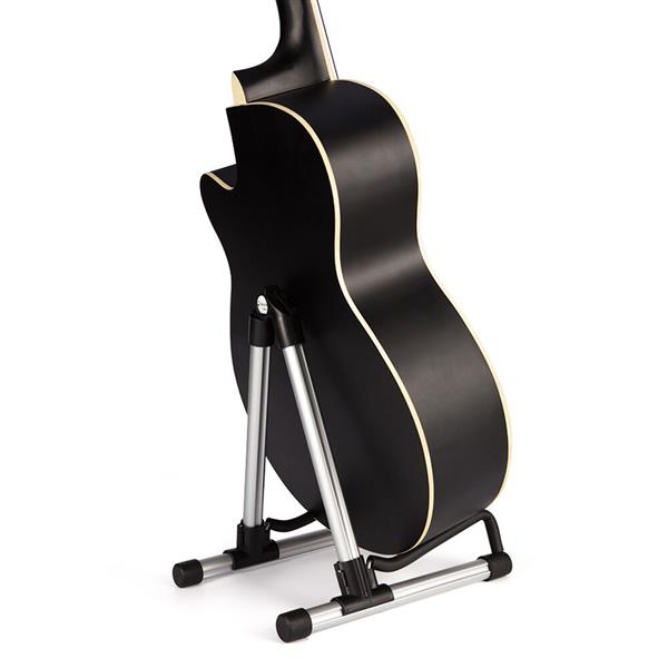 [Do Not Sell on Amazon]Glarry Foldable Guitar Electric Guitar Stand Floor Rack Holder Sliver