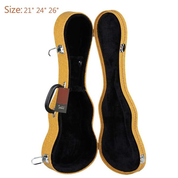 [Do Not Sell on Amazon]Glarry 23" Top Grade Concert Leather Ukulele Case Yellow