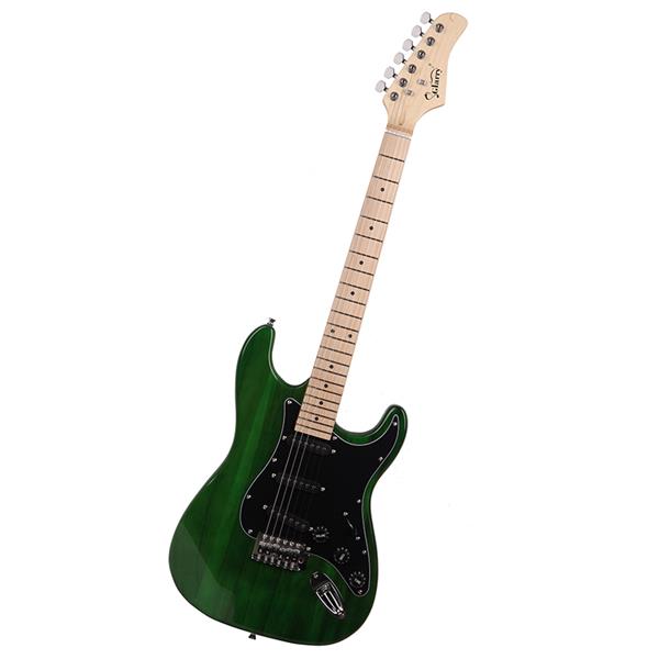 [Do Not Sell on Amazon]Glarry GST Stylish Electric Guitar Kit with Black Pickguard Green