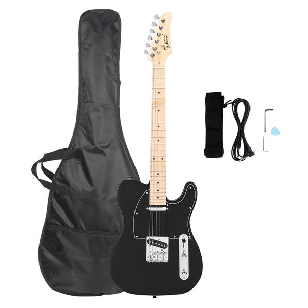 [Do Not Sell on Amazon]Glarry GTL Maple Fingerboard Electric Guitar Bag Strap Plectrum Connecting Wire Spanner Tool Black