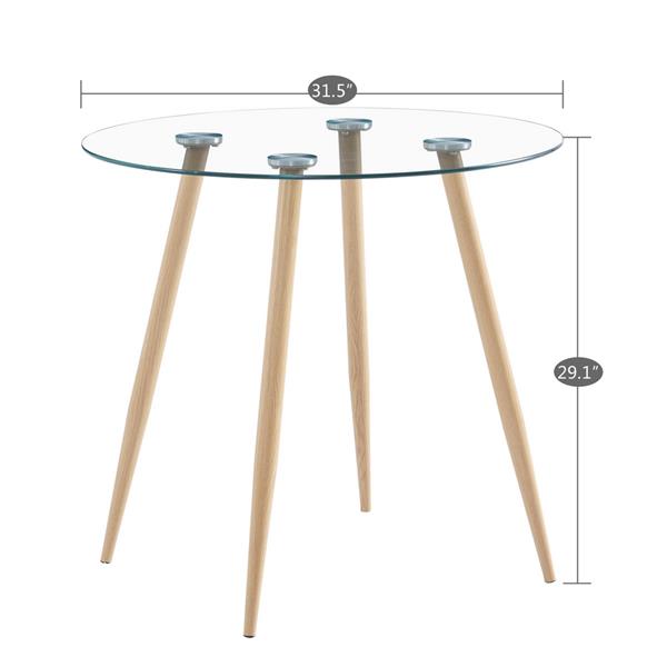 80*80*75cm Round Glass Dining Table Transparent Glass Table Leg Cross Design （only table）