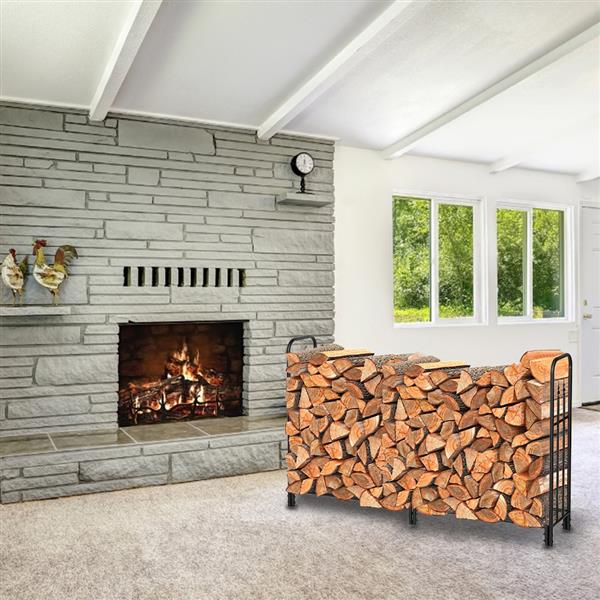 Artisasset Black Paint Single Layer 6 Feet Long 44 Inches High With Arrow Style Indoor And Outdoor Wrought Iron Fireplace Firewood Stand