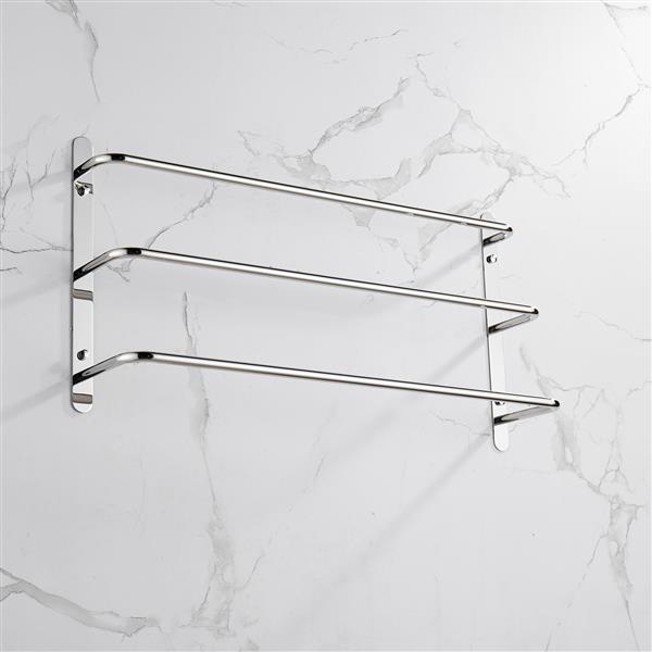 THREE Stagger Layers Towel Rack 304 Stainless Steel Towel Bars Bathroom Accessories Set Bright Polishing Silver 27.56 inches KJWY003YIN-70CM