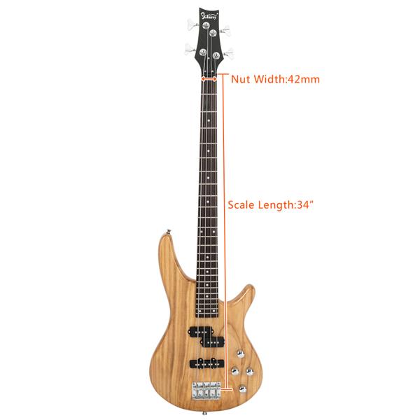 [Do Not Sell on Amazon]Glarry GIB Electric Bass Guitar Full Size 4 String Burlywood