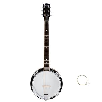[Do Not Sell on Amazon]Glarry 6-String Resonator Banjo Right Handed Back & Sides Sapele with Strings