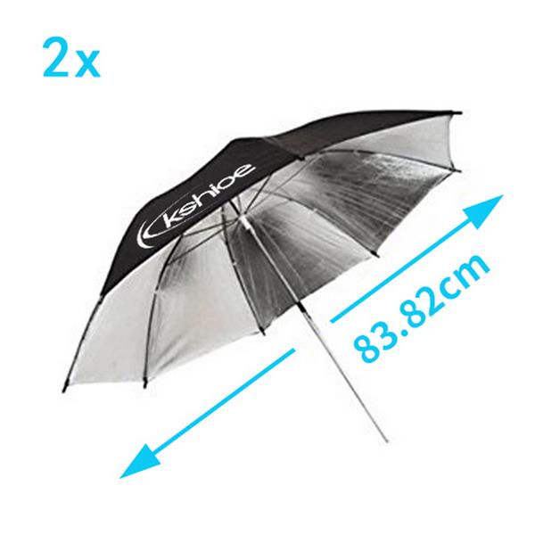 Kshioe 45W weiß Regenschirm   schwarz-silber Regenschirm   Lambencybox   Hintergrundhalterung 4 Lampen Set